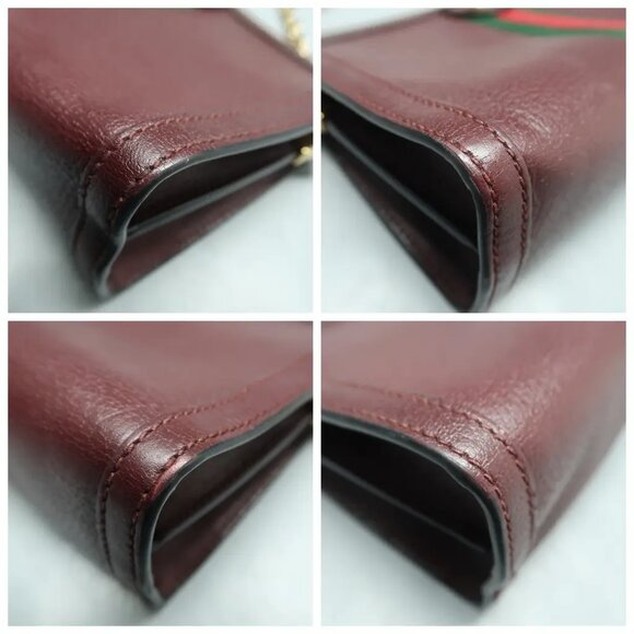 GUCCI Ophidia Maroon Leather Shoulder Bag 813-022425 - Picture 6 of 12
